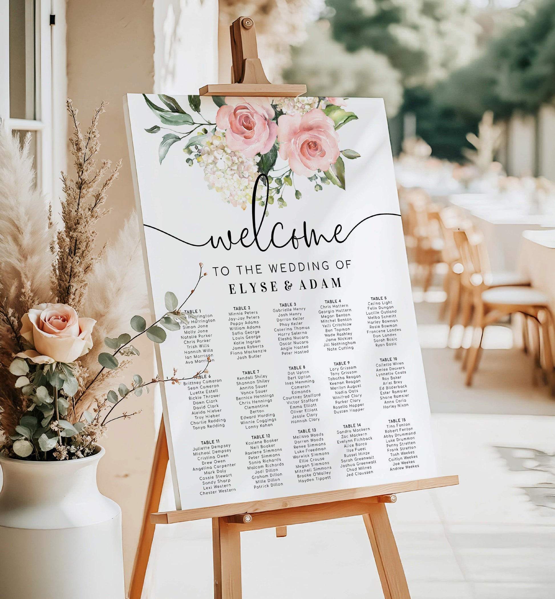 Printable Blush Floral Wedding Seating Chart, Editable Wedding Table Plan, Printable Seating Chart Template, Seating Plan Poster, Darcy