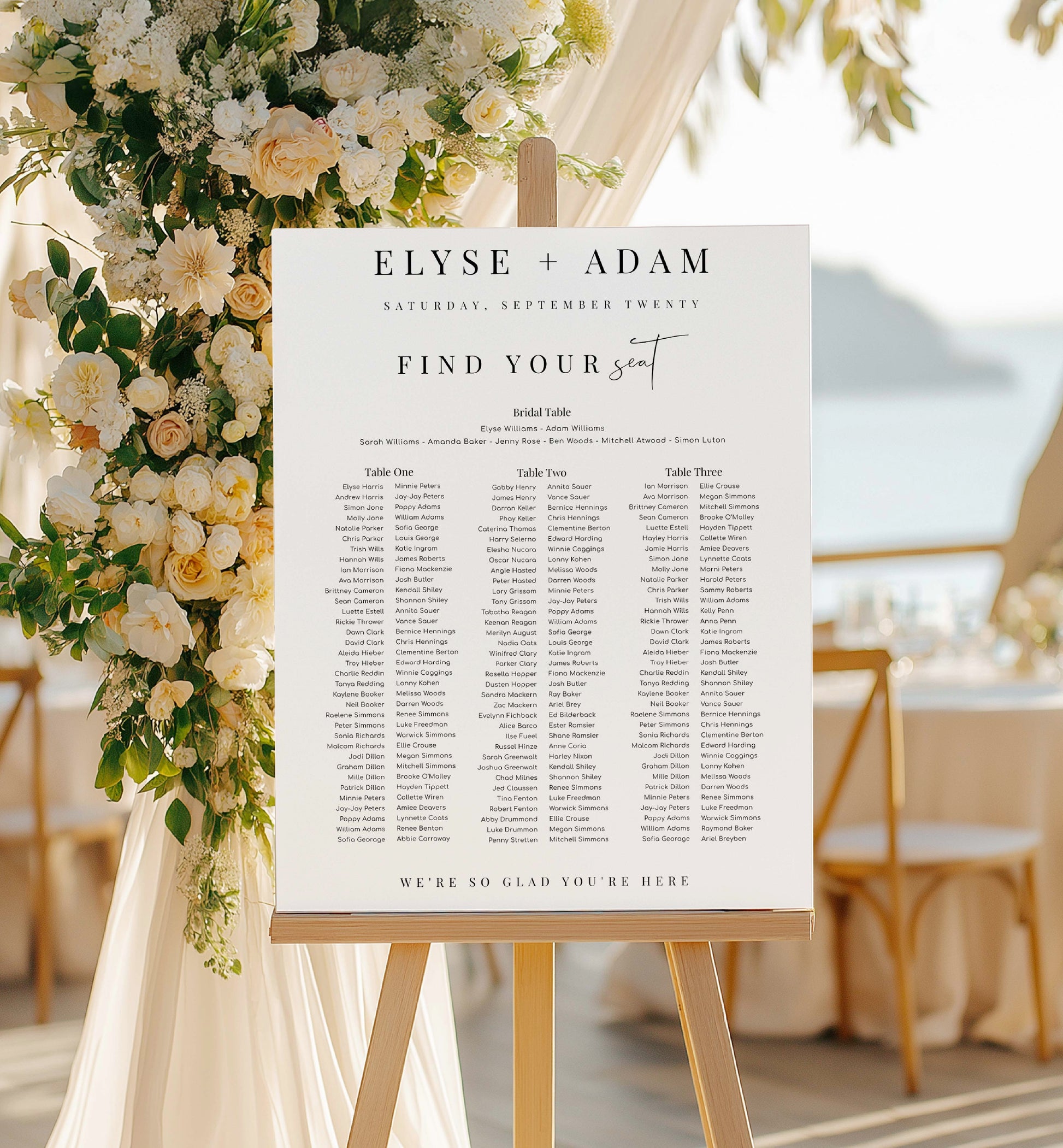 Printable 3 Banquet Table and Bridal Tables Seating Plan, Modern Minimal Seating Chart Template, Guest List Seating Plan Poster, Estelle