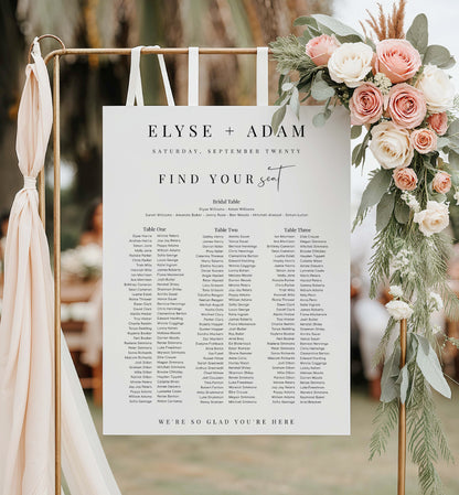 Printable 3 Banquet Table and Bridal Tables Seating Plan, Modern Minimal Seating Chart Template, Guest List Seating Plan Poster, Estelle
