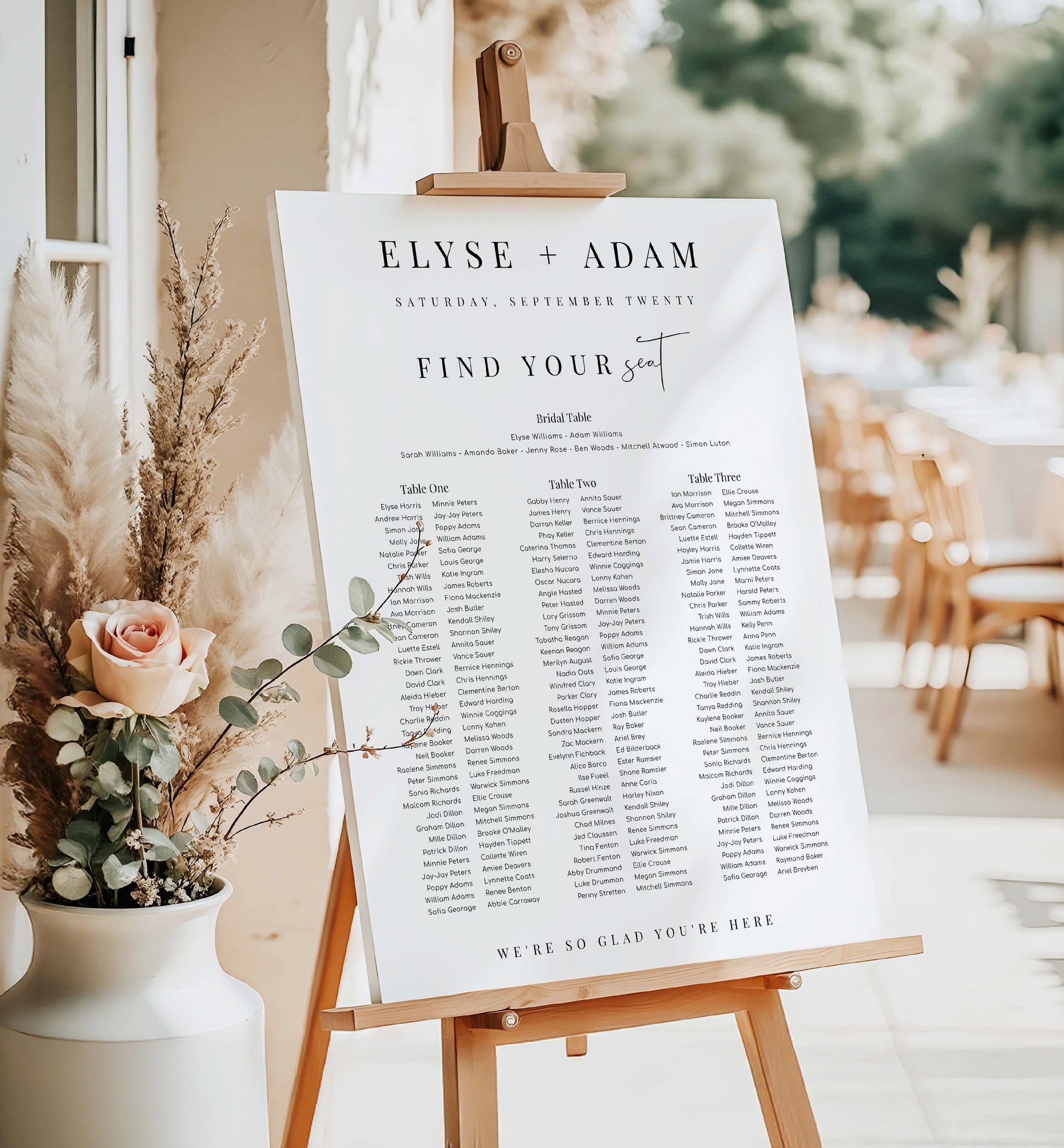 Printable 3 Banquet Table and Bridal Tables Seating Plan, Modern Minimal Seating Chart Template, Guest List Seating Plan Poster, Estelle