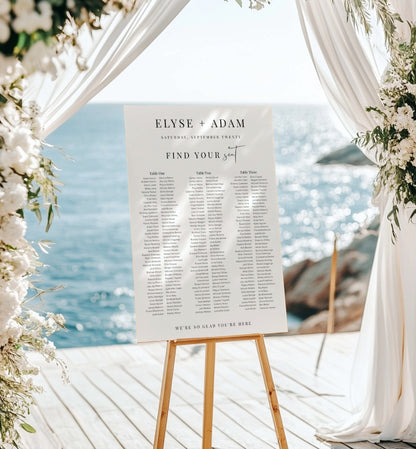 Printable Wedding 3 Banquet Table Seating Plan, Modern Minimal Editable Seating Chart Template, Guest List Seating Plan Poster, Estelle