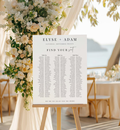 Printable Wedding 3 Banquet Table Seating Plan, Modern Minimal Editable Seating Chart Template, Guest List Seating Plan Poster, Estelle