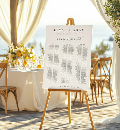 Printable Wedding 3 Banquet Table Seating Plan, Modern Minimal Editable Seating Chart Template, Guest List Seating Plan Poster, Estelle