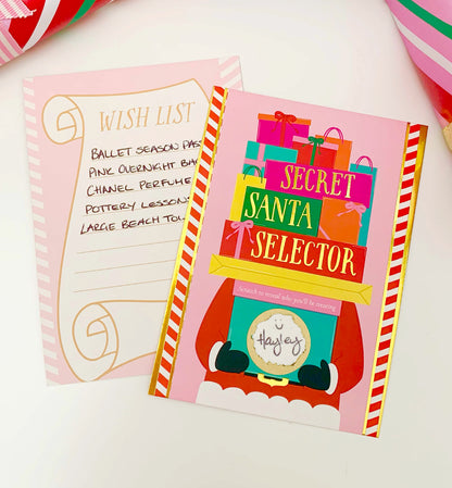 Secret Santa Selector Set of 8 cards, Scratch-off Secret Santa Assignment Cards, Christmas Gift Exchange Game, Christmas, Gift List