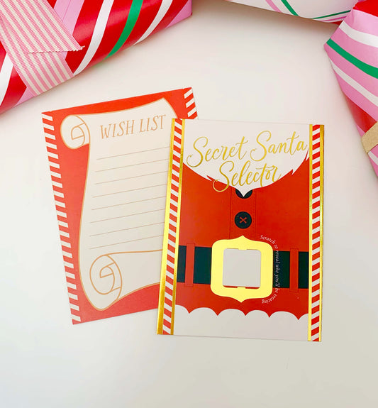 Christmas Red | Set of 8 Scratch-off Secret Santa Selector Cards