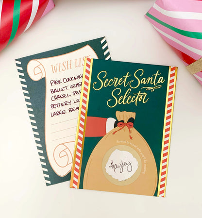 Secret Santa Selector Set of 8 cards, Scratch-off Secret Santa Assignment Cards, Christmas Gift Exchange Game, Christmas, Gift List
