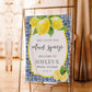 She Found Her Main Squeeze Welcome Sign, Lemons Bridal Shower Printable Welcome Sign, Positano Blue Majolica Tile,  Hens Party Welcome Sign