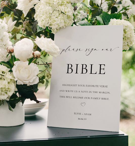 Printable Sign Our Bible Sign, Minimalist Wedding Bible Guest Book Sign, Modern Please Sign Our Guest Book Sign, Wedding Signage, Ellesmere