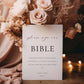 Printable Sign Our Bible Sign, Minimalist Wedding Bible Guest Book Sign, Modern Please Sign Our Guest Book Sign, Wedding Signage, Ellesmere