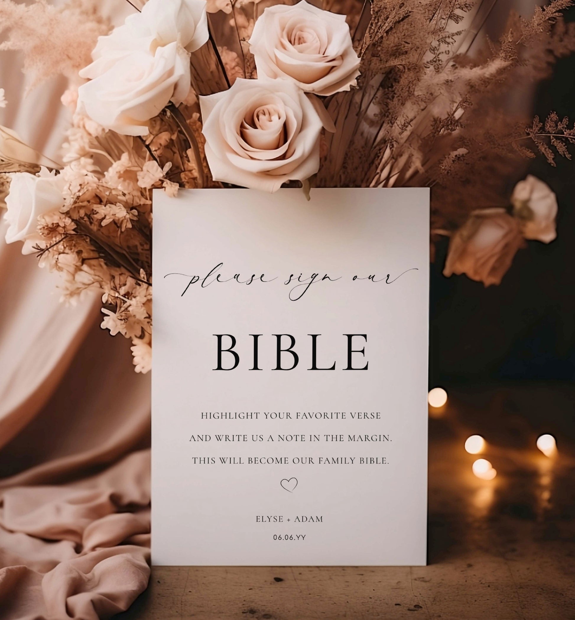 Printable Sign Our Bible Sign, Minimalist Wedding Bible Guest Book Sign, Modern Please Sign Our Guest Book Sign, Wedding Signage, Ellesmere