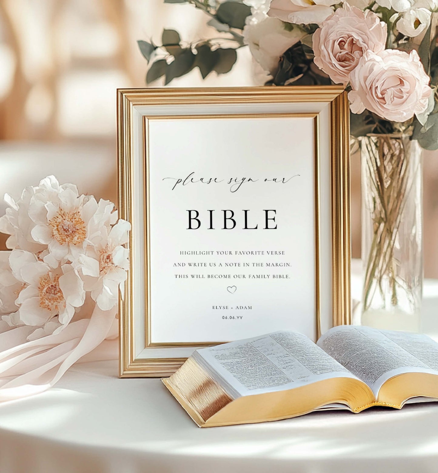 Printable Sign Our Bible Sign, Minimalist Wedding Bible Guest Book Sign, Modern Please Sign Our Guest Book Sign, Wedding Signage, Ellesmere