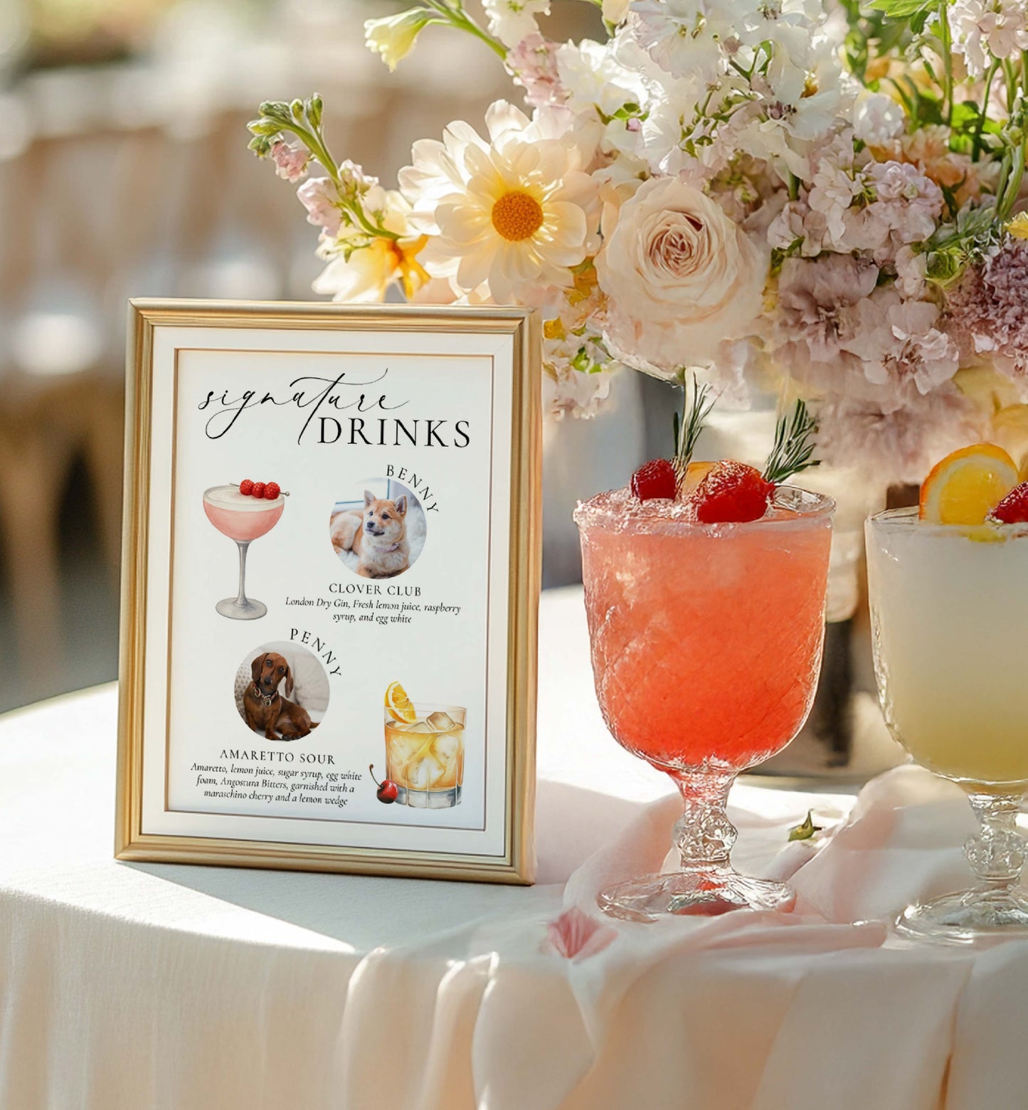 Ellesmere White | Printable Signature Drinks Menu Sign Template