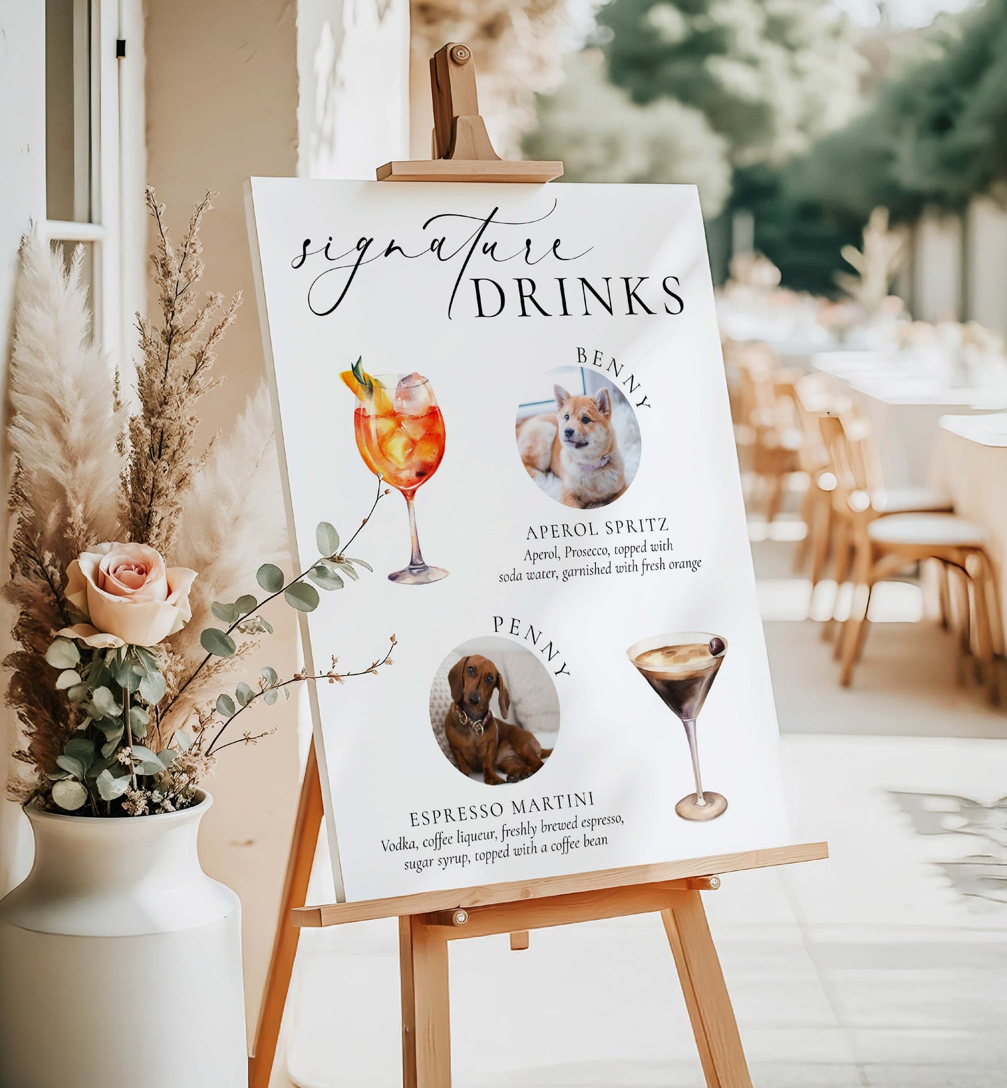 Ellesmere White | Printable Signature Drinks Menu Sign Template
