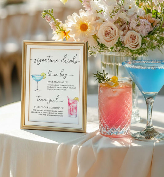 Editable Team Girl Team Boy Drinks Menu Sign, Printable Gender Reveal Signature Drinks Menu Sign, Couples Shower Drinks Sign, Quinn