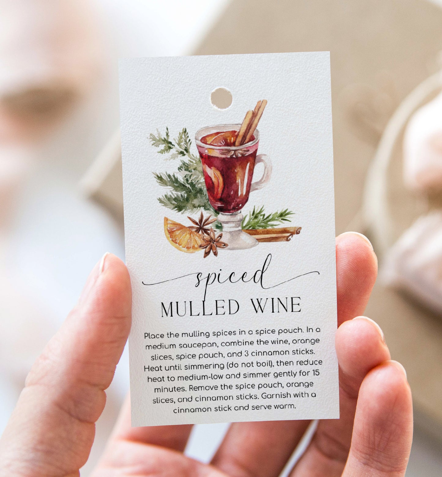 Mulled Wine Printable Tag, Mulled Wine Recipe Kit Tag, Simmer Potpourri Tag, Christmas Potpourri Tag, Christmas Gift Tag, Nutmeg Noel