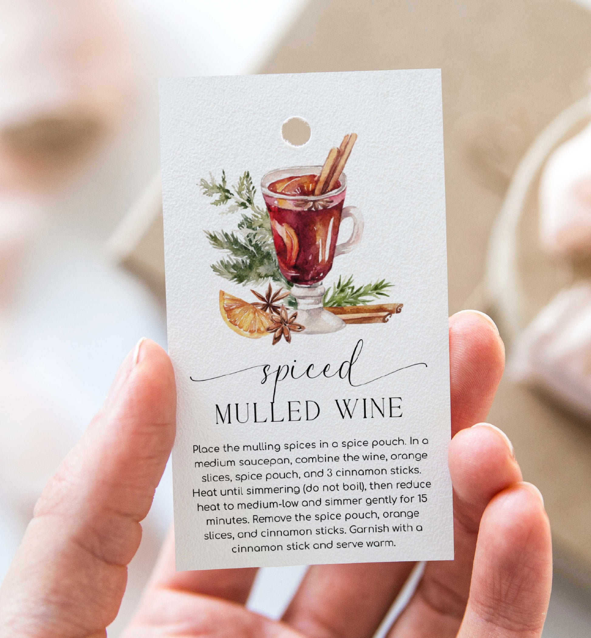 Mulled Wine Printable Tag, Mulled Wine Recipe Kit Tag, Simmer Potpourri Tag, Christmas Potpourri Tag, Christmas Gift Tag, Nutmeg Noel