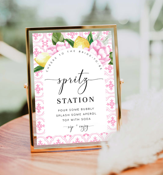 The Med Arch Pink Lemons | Printable Spritz Station Sign Template