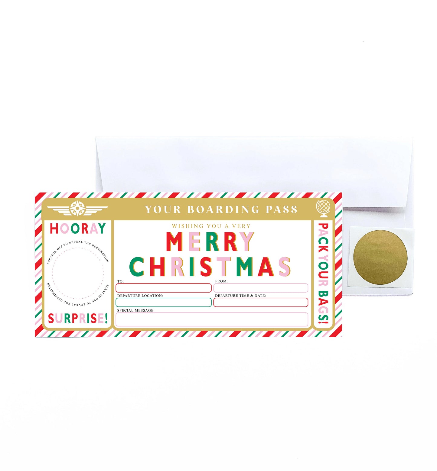Stripe Multi | Scratch-off Christmas Boarding Pass