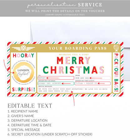 Stripe Multi | Scratch-off Christmas Boarding Pass