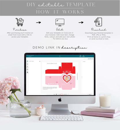 Valentine Red Pink | Printable Sweetheart Box Template