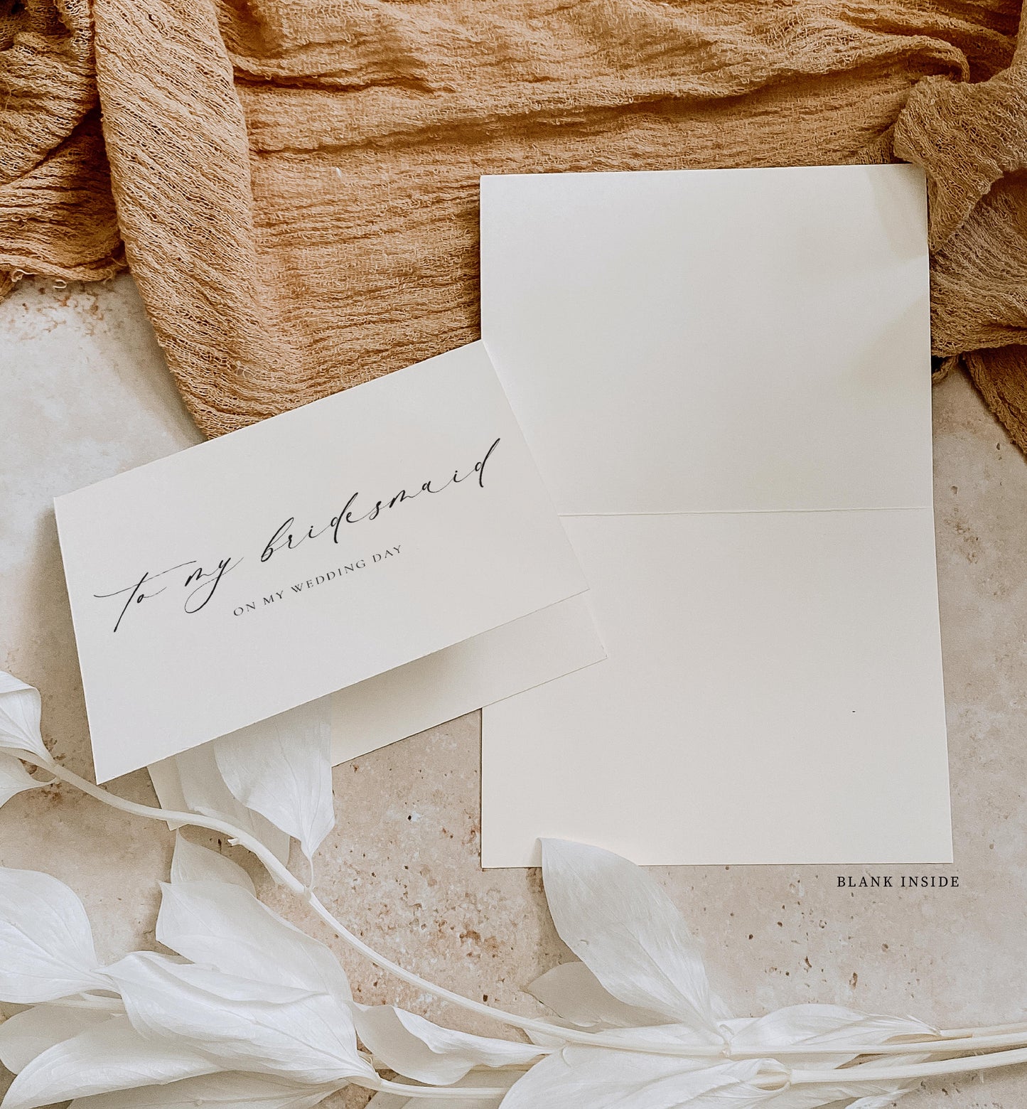 To My Bridesmaid On My Wedding Day Card, Minimalist Wedding Card, Thank You Bridal Party Card, Off White Ivory, Ellesmere