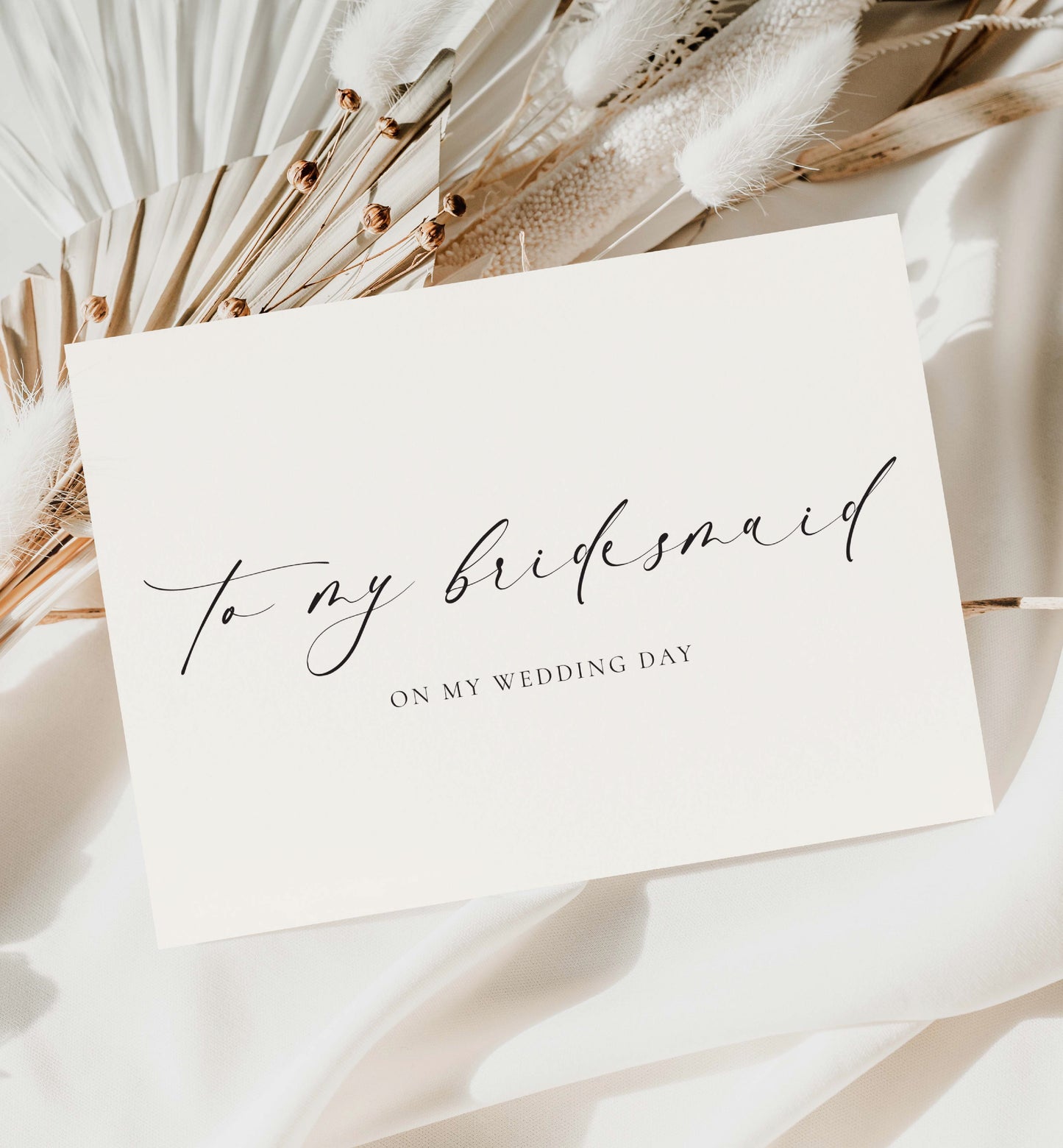 To My Bridesmaid On My Wedding Day Card, Minimalist Wedding Card, Thank You Bridal Party Card, Off White Ivory, Ellesmere