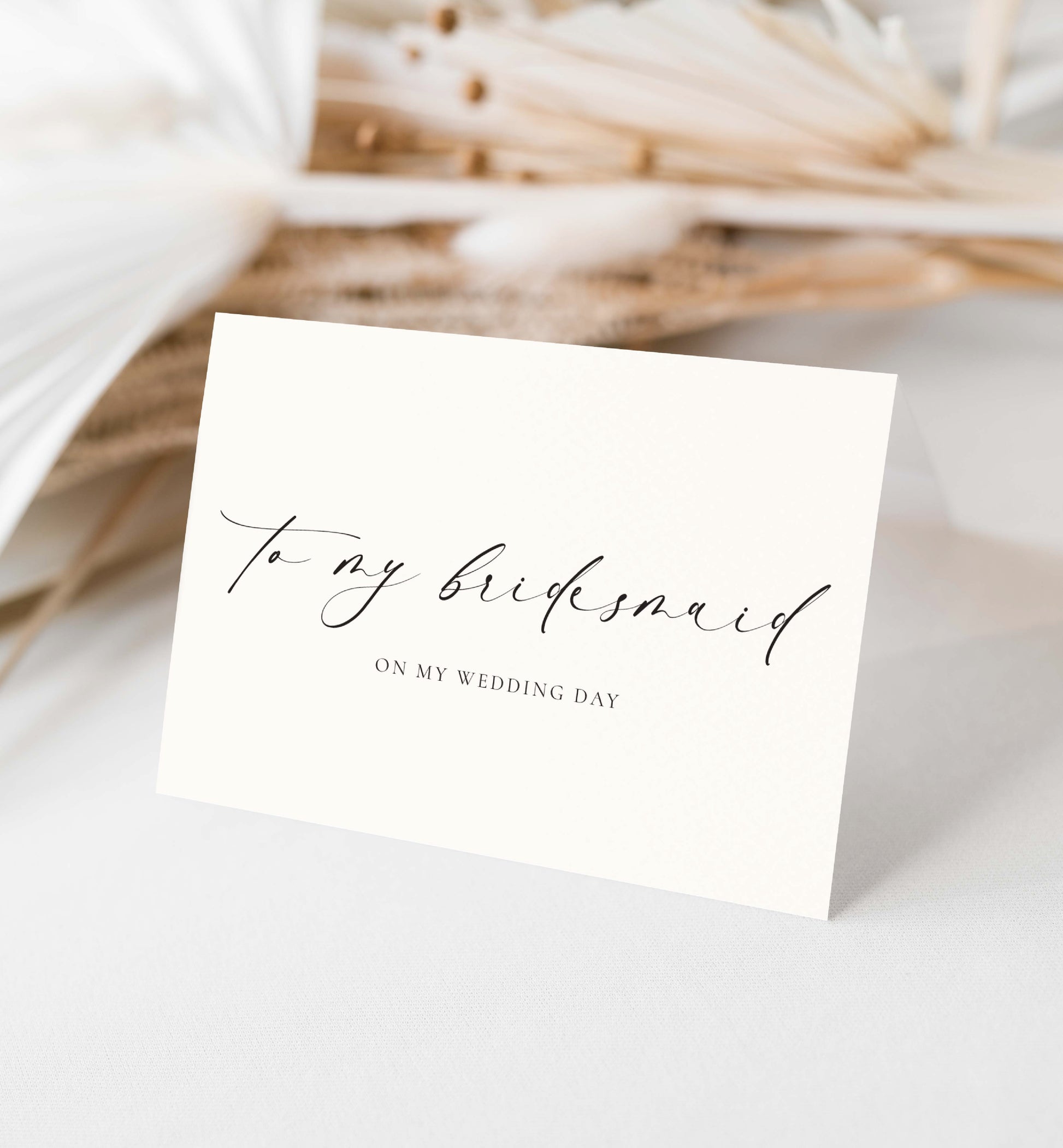 To My Bridesmaid On My Wedding Day Card, Minimalist Wedding Card, Thank You Bridal Party Card, Off White Ivory, Ellesmere