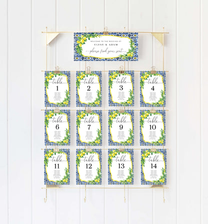 Positano Lemons | Printable Table Numbers Template