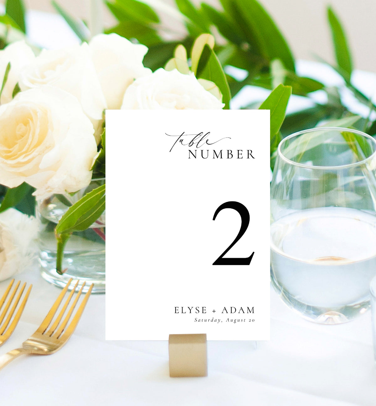 Table Number Template Using Logo Ellesmere White | Printable Table Numbers Template – Black Bow Studio