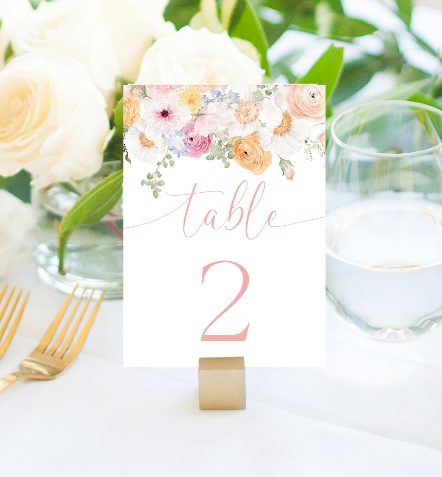 Printable Table Numbers Template, Spring Wildflower Bridal Shower Table Number, Floral Girl Baby Shower, Millie