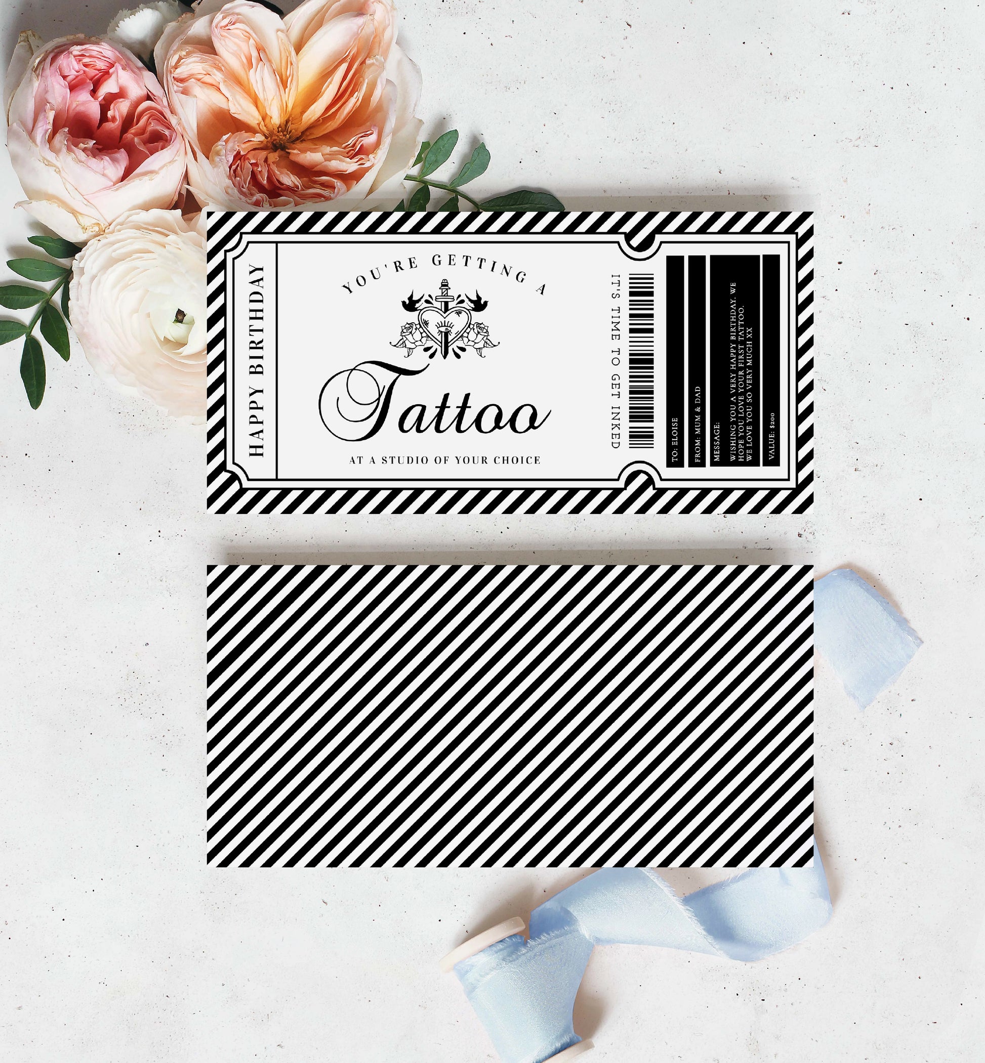 stripe-black-printable-tattoo-custom-gift-voucher-template-black-bow-studio for Free Printable Tattoo Voucher Template Stripe Black | Printable Tattoo Custom Gift Voucher Template – Black Bow Studio for Free Printable Tattoo Voucher Template