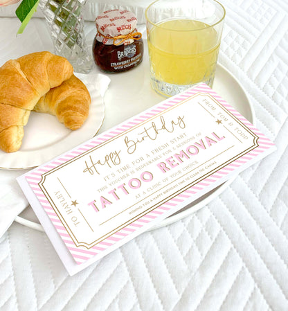 Stripe Pink | Printable Tattoo Removal Custom Gift Voucher Template
