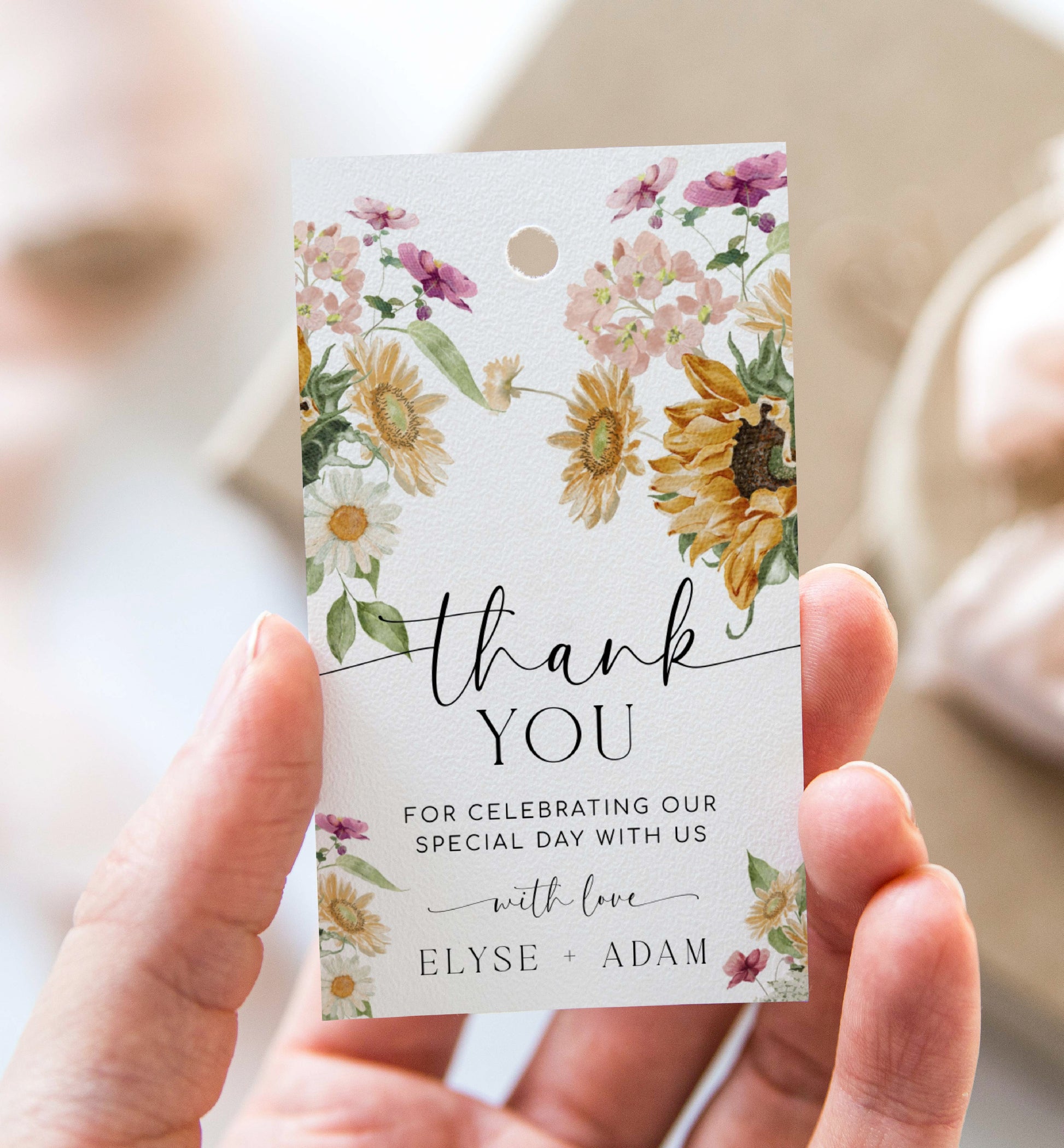 Sunflower Floral Thank You Favor Tag, Printable Autumn Floral Favor Tag, Rustic Fall Floral Bridal Shower Favor Tag, Autumn Wedding, Mews