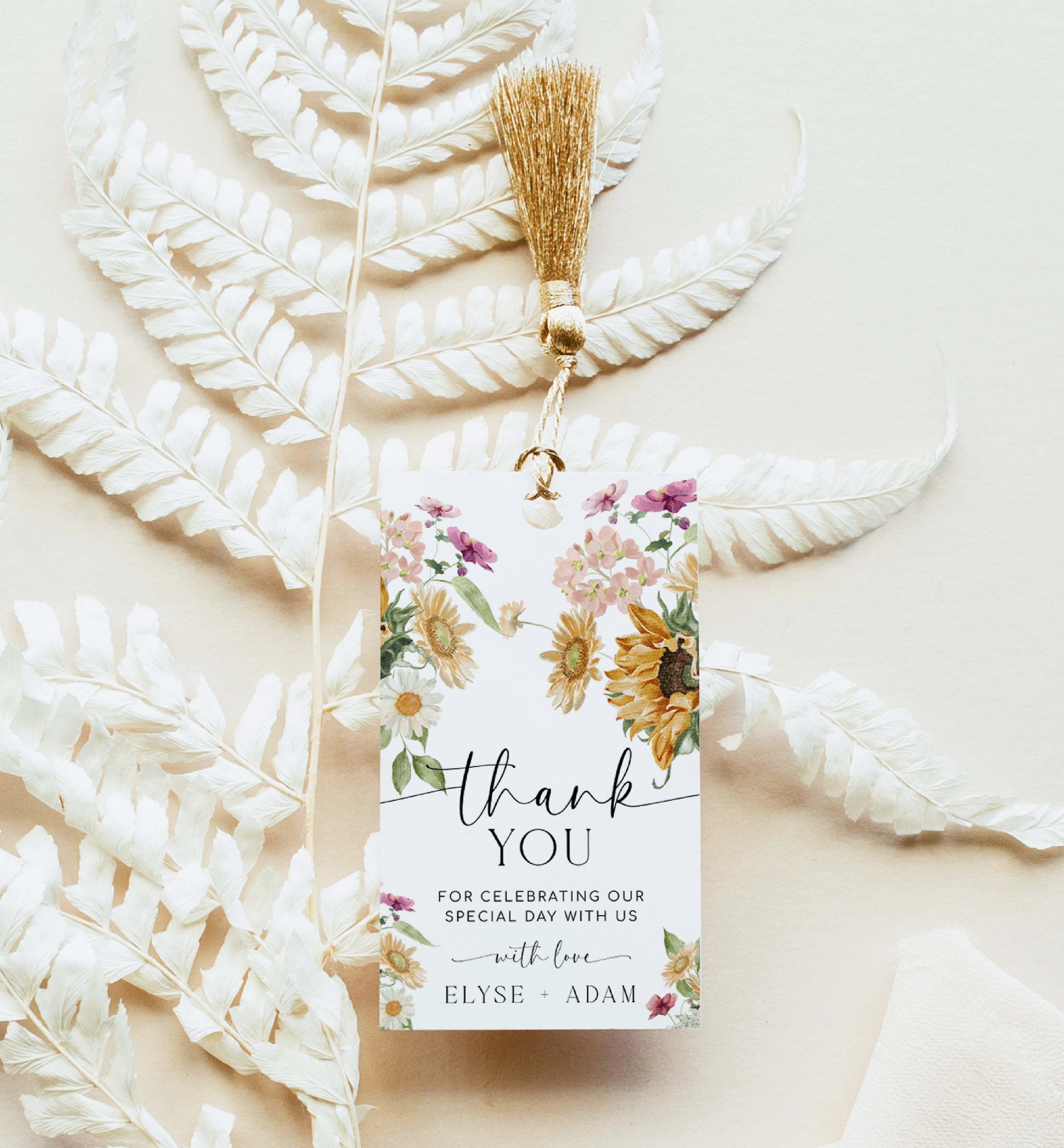 Sunflower Floral Thank You Favor Tag, Printable Autumn Floral Favor Tag, Rustic Fall Floral Bridal Shower Favor Tag, Autumn Wedding, Mews