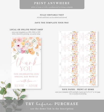 Millie Floral White | Printable Thank You Favour Tags Template