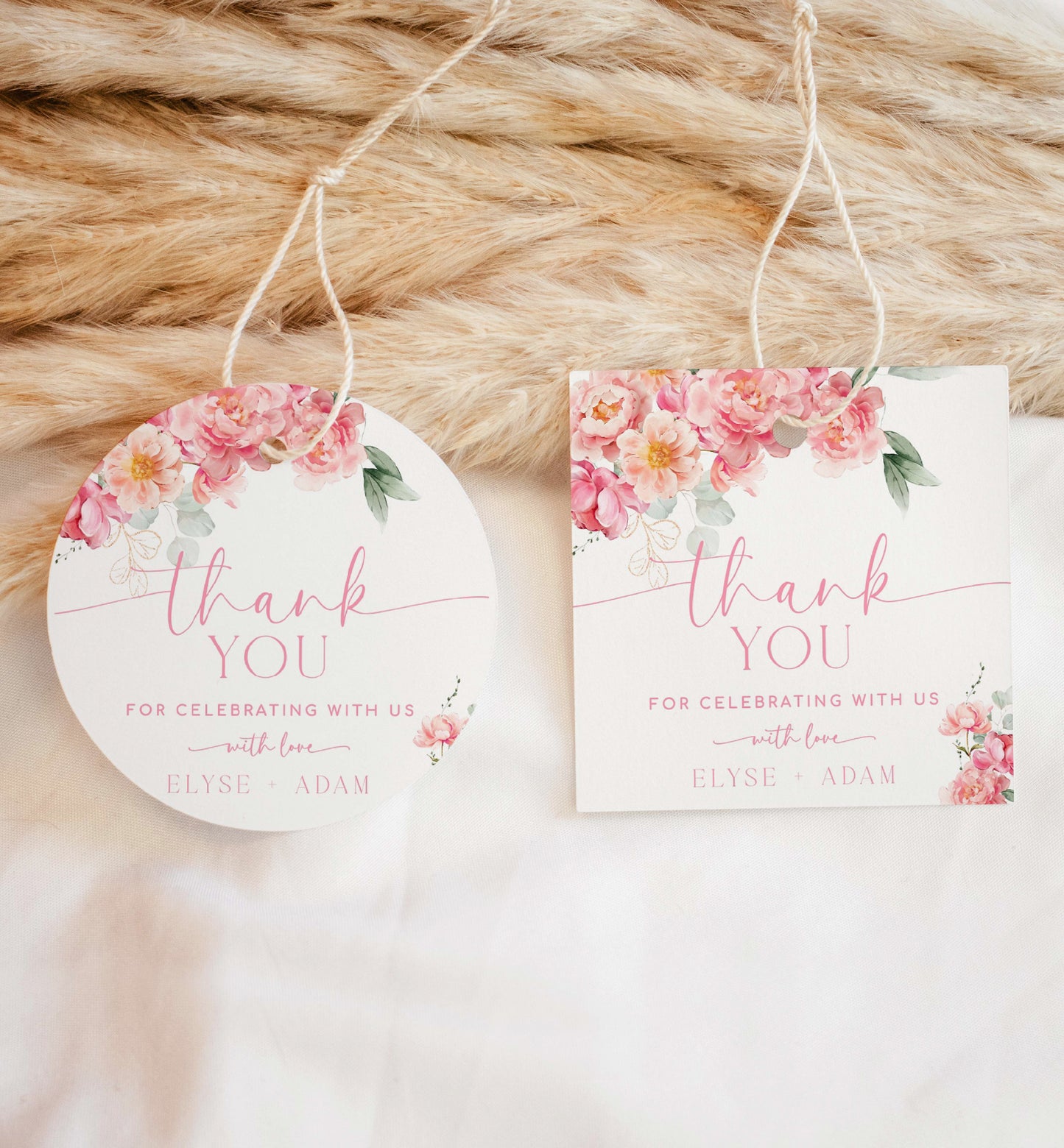 Printable Thank You Favor Tag, Hot Pink Peony Favor Tag Template, Bridal Shower Favor Tag, Baby Shower Favor Tag, Wedding Favor Tag, Piper