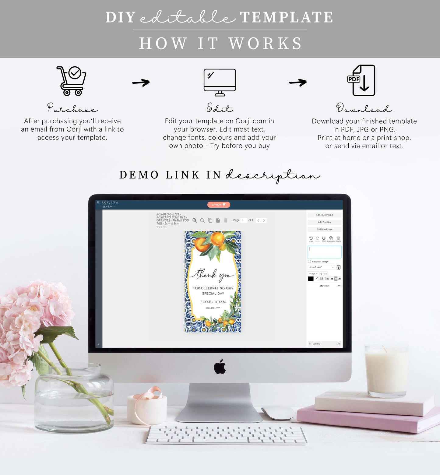 Positano Oranges | Printable Favour Tags Template