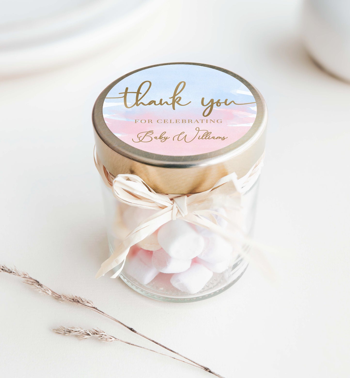 Watercolour Pink Blue | Printable Thank You Favour Tags