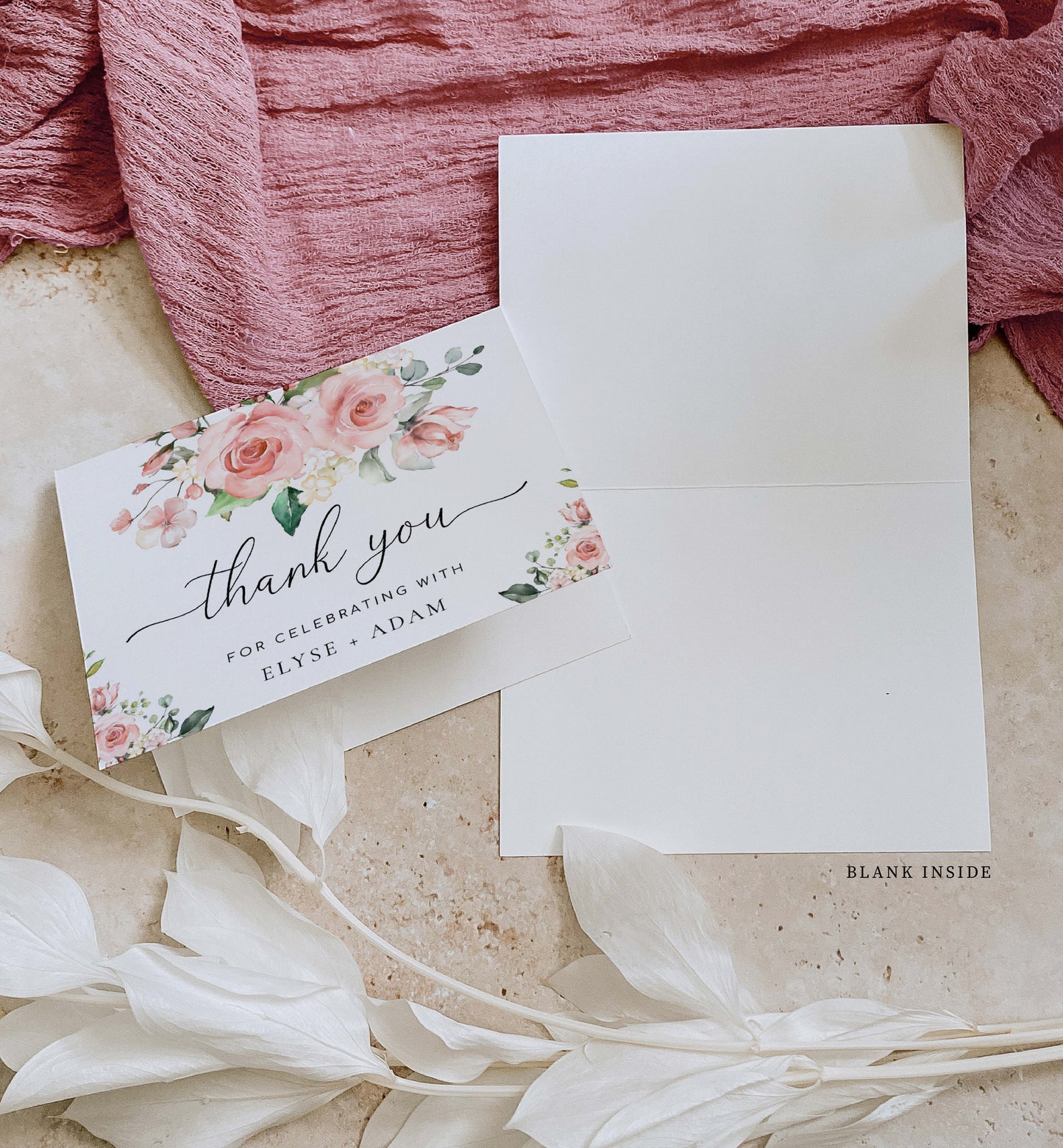 Darcy Floral Pink | Printable Thank You Card Template