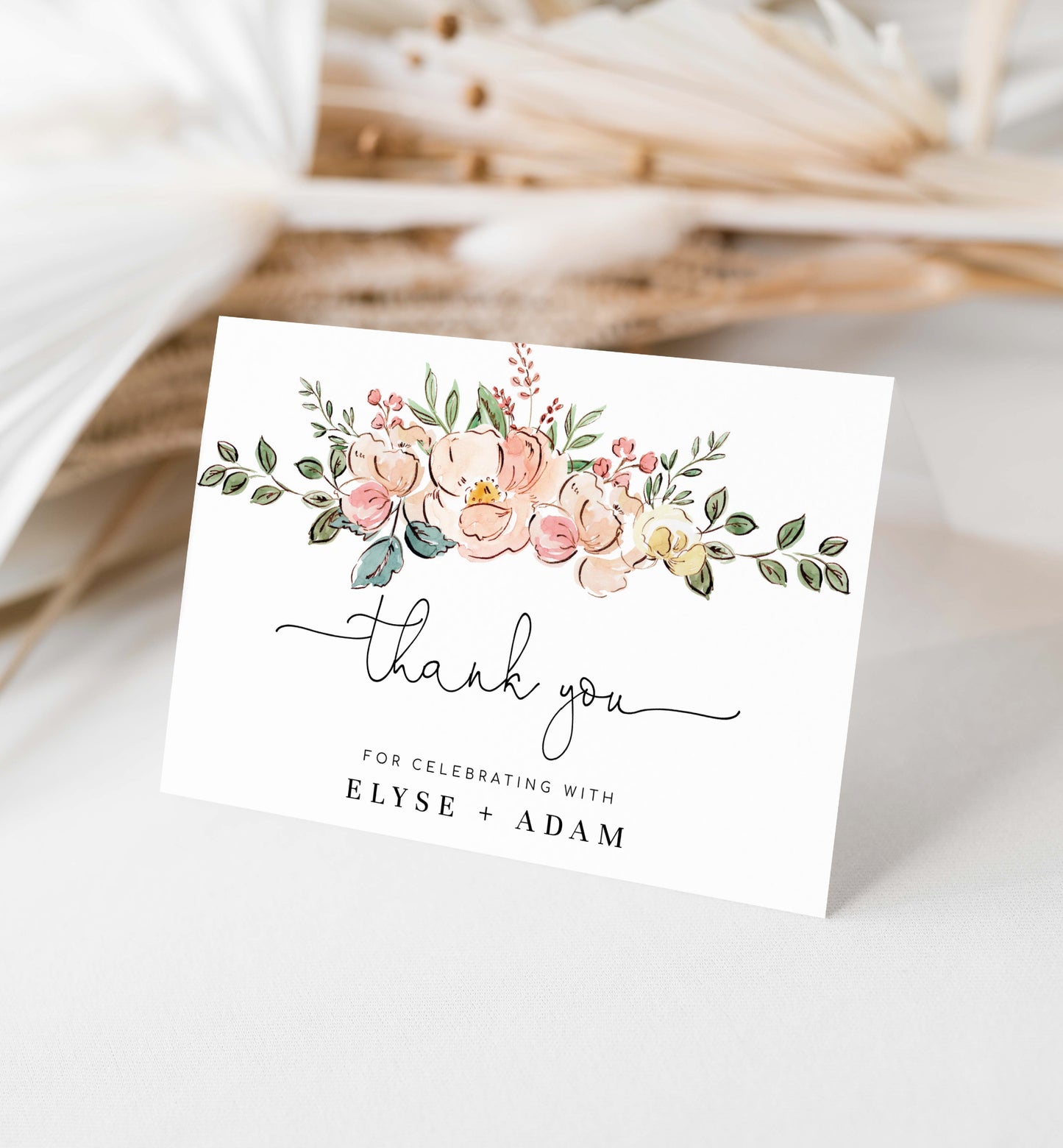 Cambridge Floral Multi | Printable Thank You Card Template