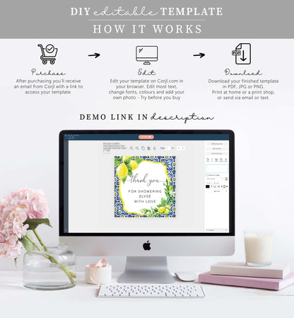 Positano Lemons | Printable Favour Square Tags Template