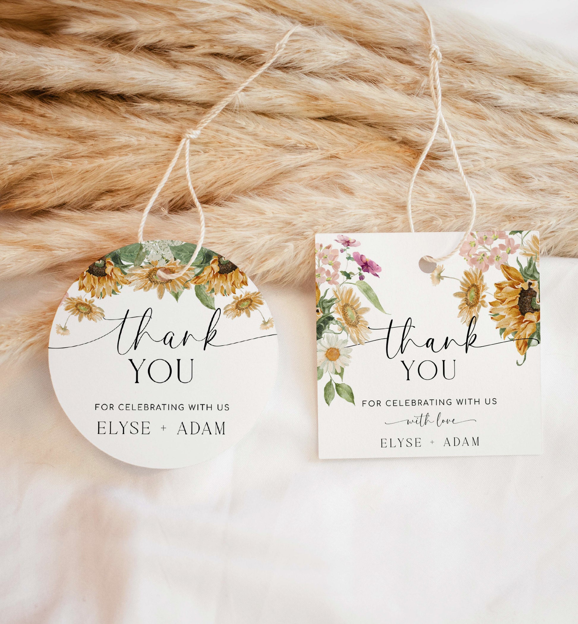 Sunflower Floral Thank You Favor Tag, Autumn Greenery Favor Tag, Rustic Fall Floral Bridal Shower Favor Tag, Autumn Wedding, Mews Floral