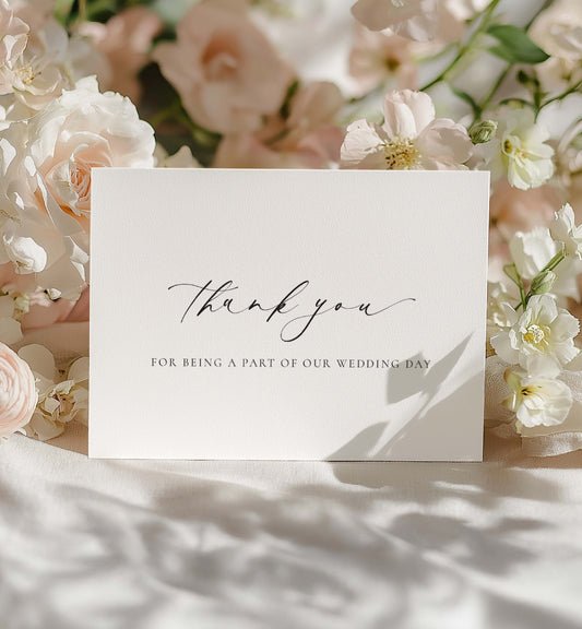 Thank You For Being A Part Of Our Wedding Day So Special Card, Wedding Vendor Thank You Card, Wedding Gift Thank Card Ivory, Ellesmere