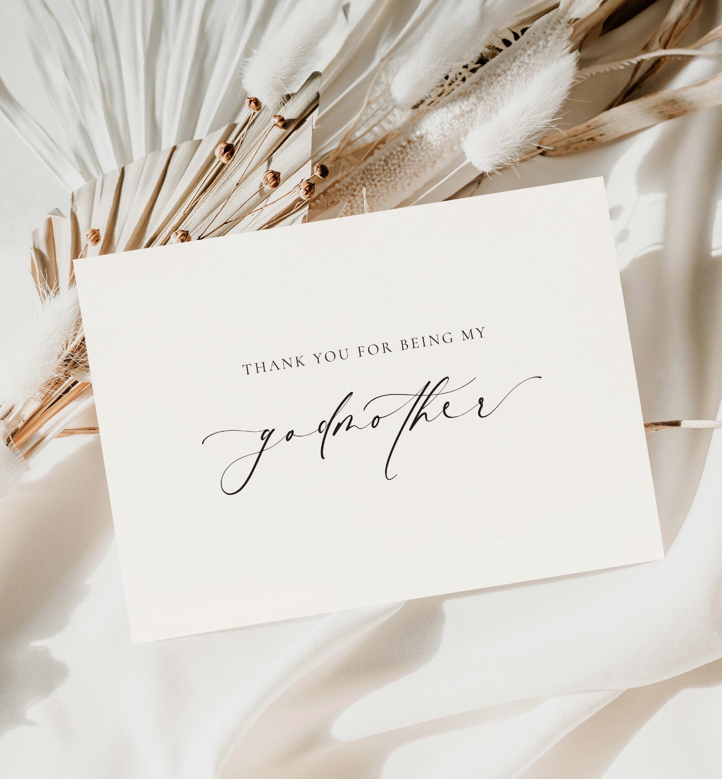 Thank You For Being My Godmother Godfather Card, Christening Card, Godparents Thank You Card, Off-White Ivory, Ellesmere