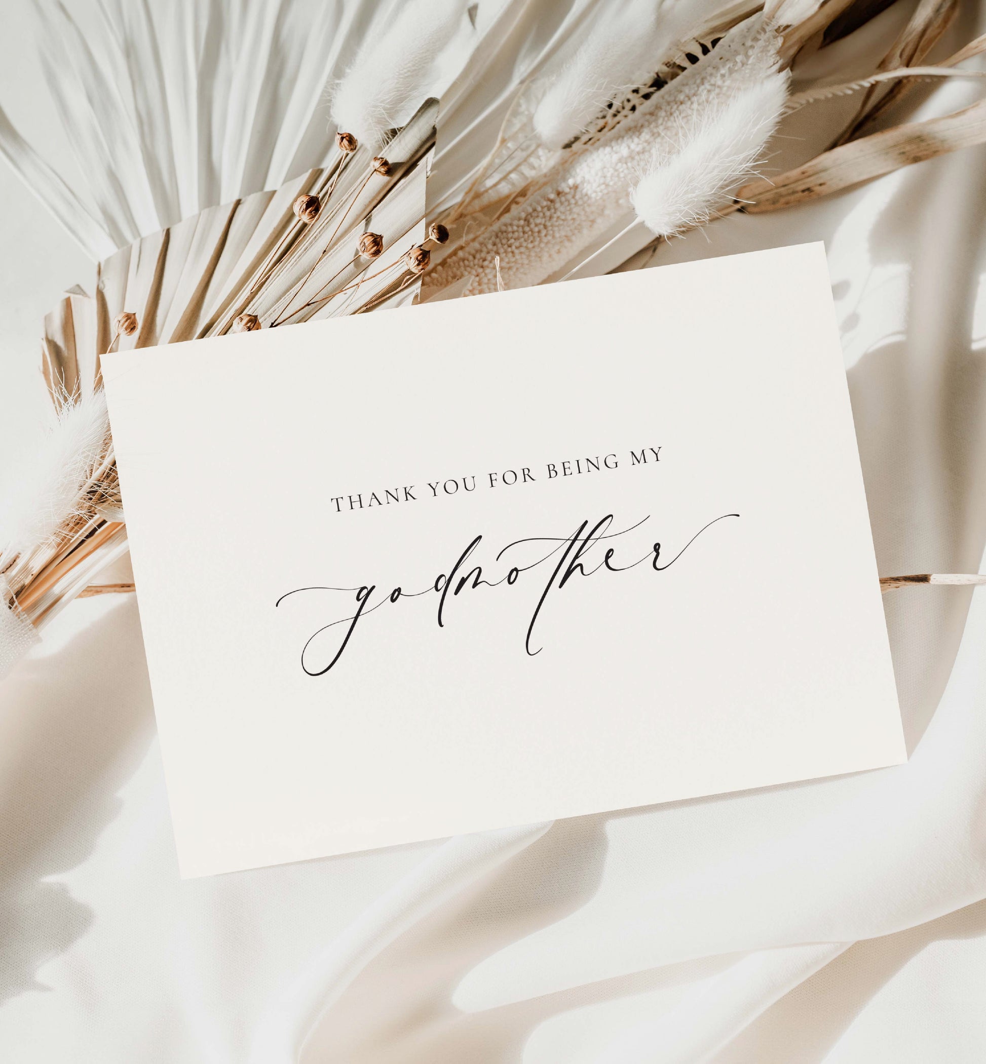 Thank You For Being My Godmother Godfather Card, Christening Card, Godparents Thank You Card, Off-White Ivory, Ellesmere