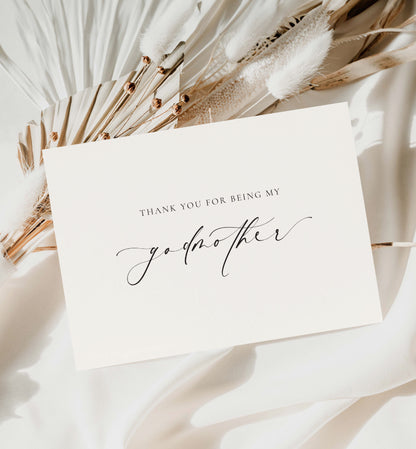 Thank You For Being My Godmother Godfather Card, Christening Card, Godparents Thank You Card, Off-White Ivory, Ellesmere