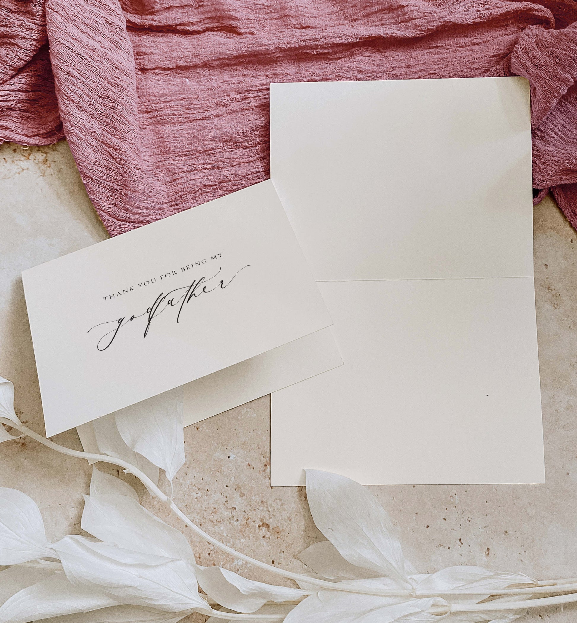 Thank You For Being My Godmother Godfather Card, Christening Card, Godparents Thank You Card, Off-White Ivory, Ellesmere
