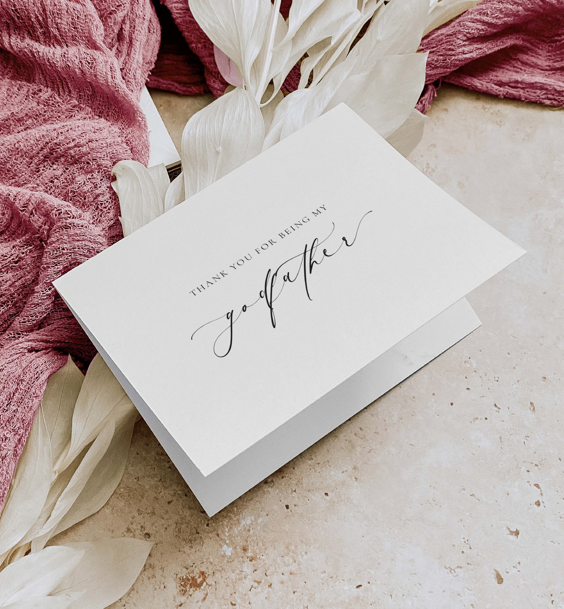 Thank You For Being My Godmother Godfather Card, Christening Card, Godparents Thank You Card, Off-White Ivory, Ellesmere
