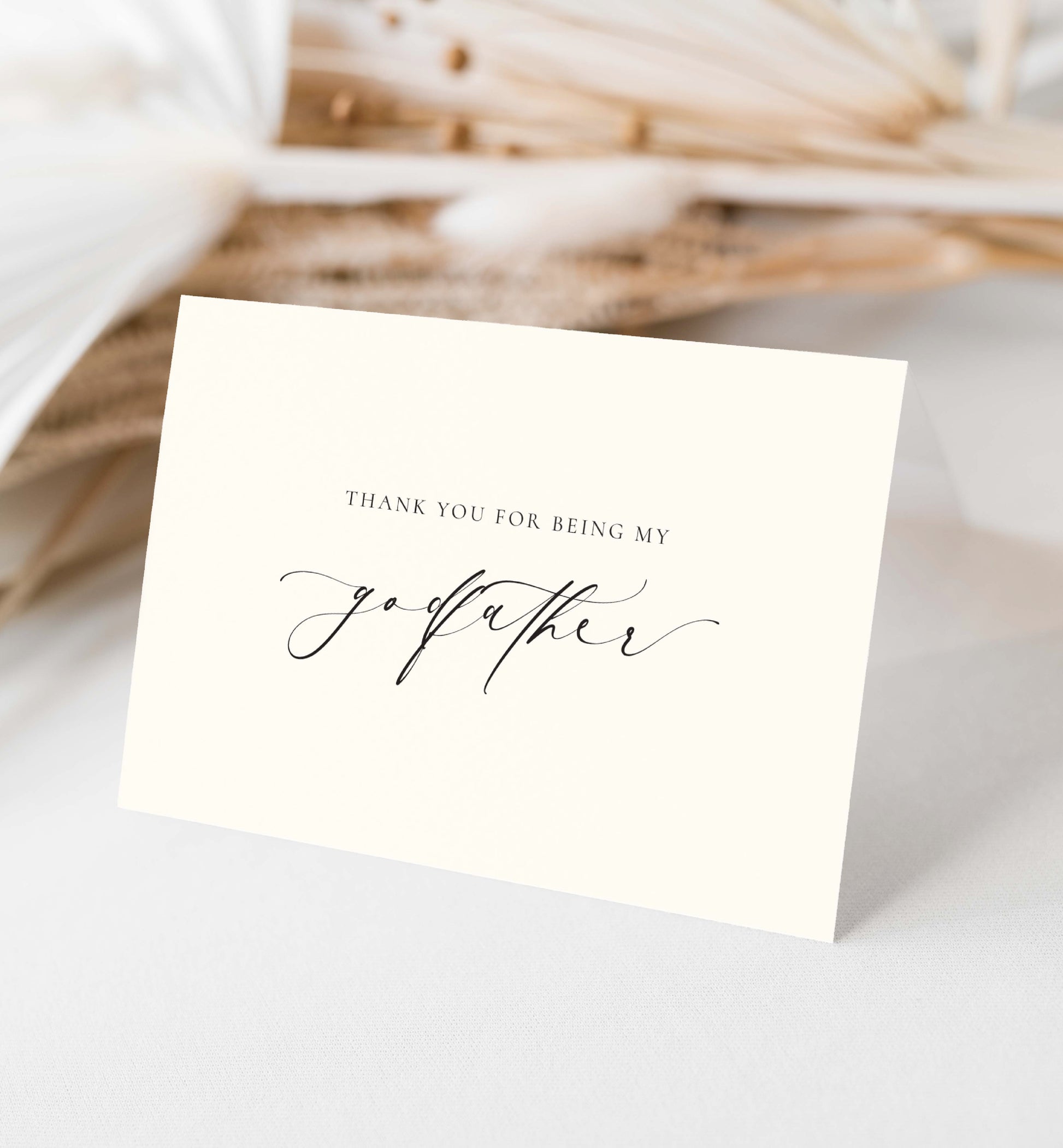 Thank You For Being My Godmother Godfather Card, Christening Card, Godparents Thank You Card, Off-White Ivory, Ellesmere