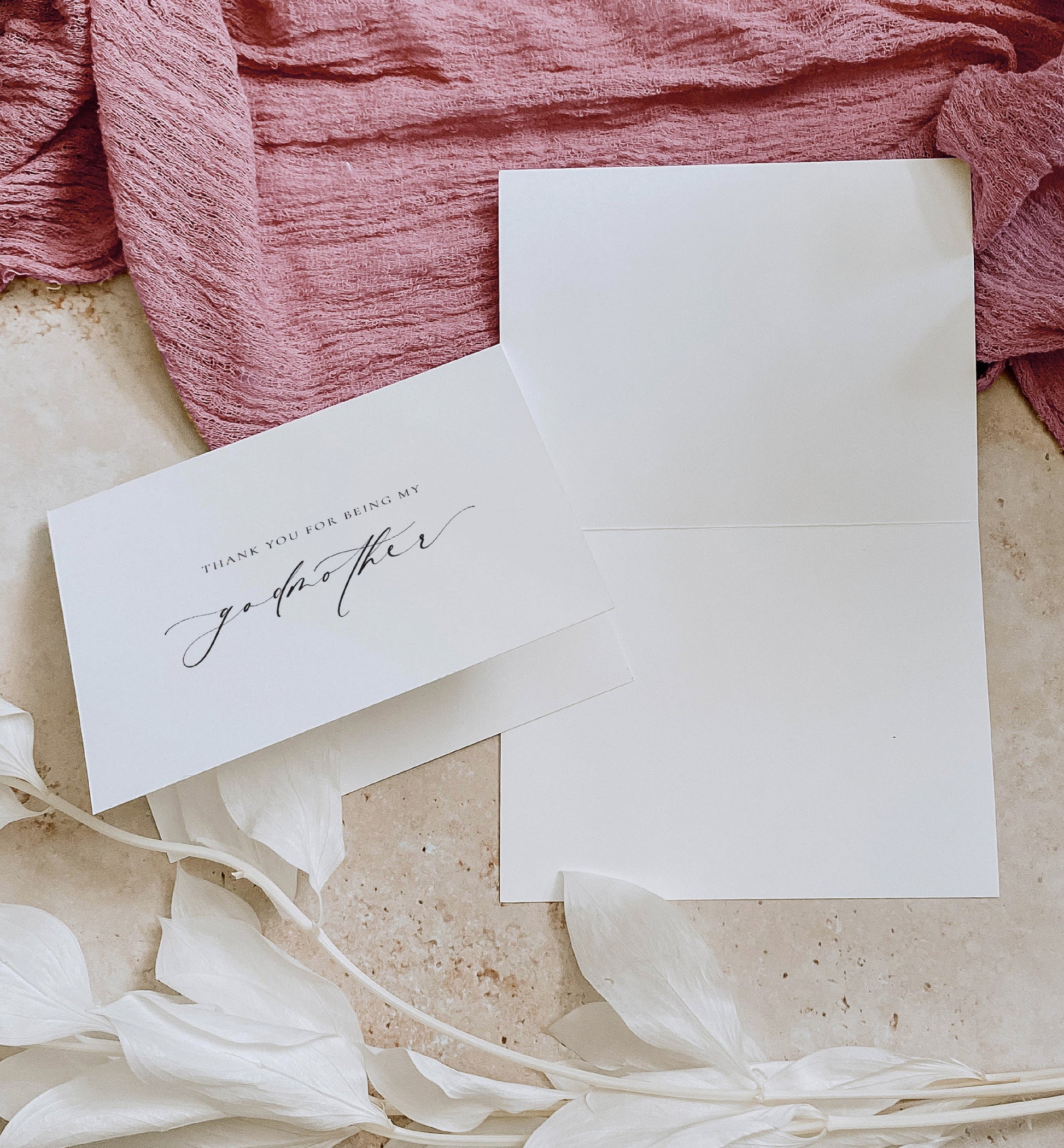 Thank You For Being My Godmother Godfather Card, Christening Card, Godparents Thank You Card, Off-White Ivory, Ellesmere